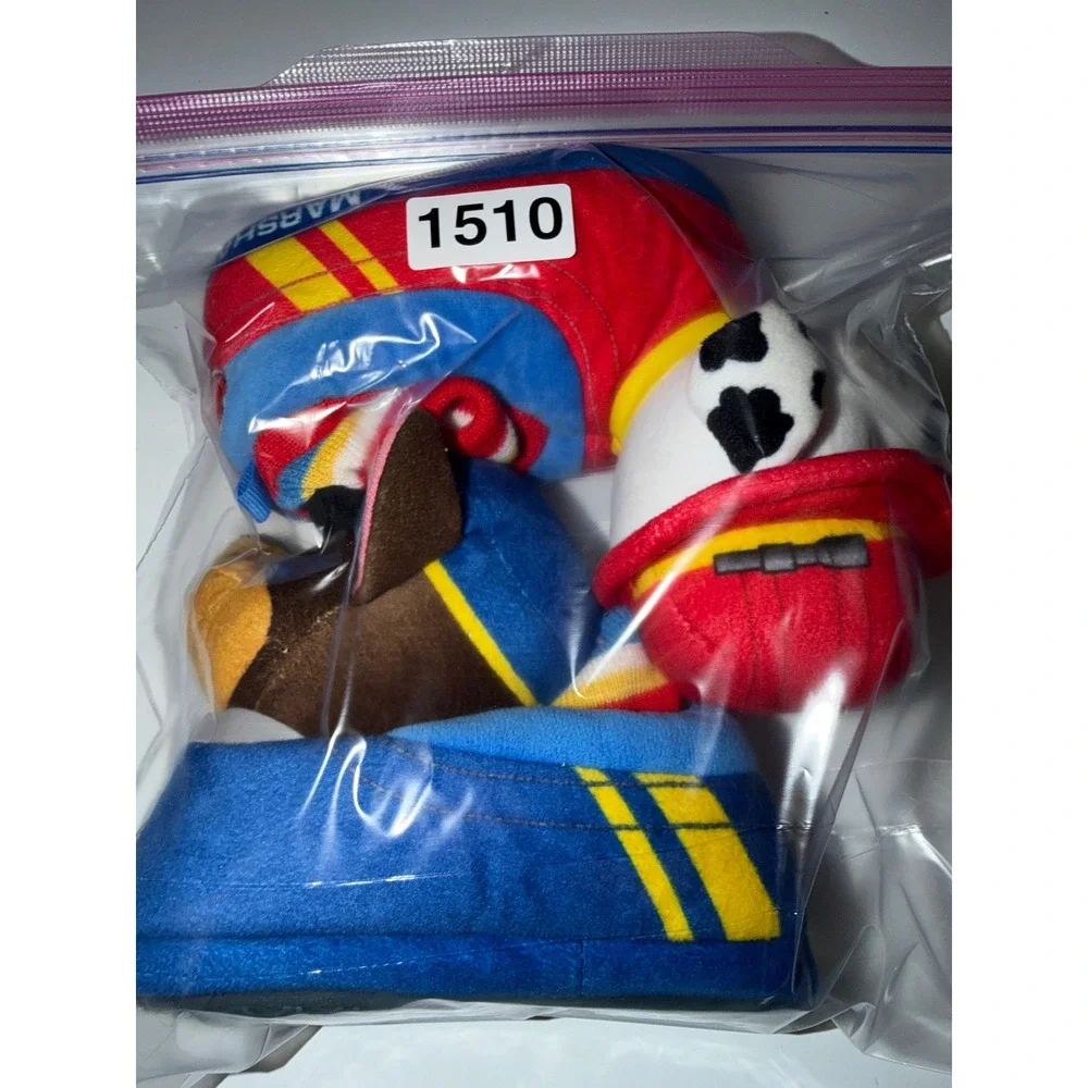 Paw Patrol Marshall Chase Toddler Plush Slippers Size 5-6 Blue Red